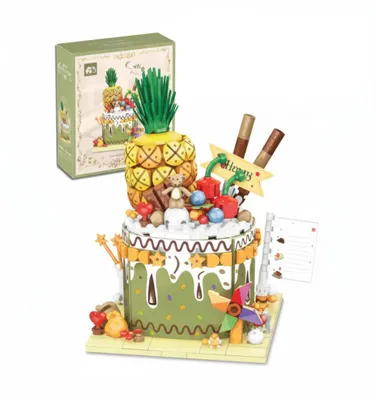 Produktbild von COIL Kuchenförmige Blöcke, Bausteinset, Spielbausteine, Baukasten Spielbauklötze, Kreatives DIY, Delikt, Kompatible Blöcke, Ananaskuchen, 393 St.