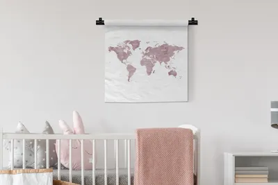 Produktbild von MuchoWow® Wandteppich Wandbehang Weltkarte - Weiß - Marmor 60x60 cm Tapisserie Dekoration Wandtuch - Dekorationen - Wand Decke