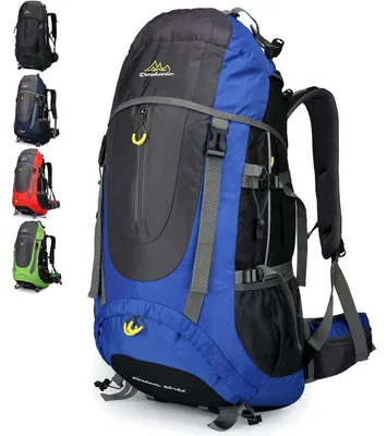 Productafbeelding van Trekkingrugzak 70 liter, blauw, dames/heren, maat XL, geschikt voor wandelen, kamperen en reizen