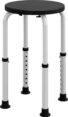 Image de Tabouret de douche en aluminium - Chaise de douche - Réglable en hauteur, antidérapant, capacité de charge 135 kg, pour les personnes âgées et les personnes à mobilité réduite - Noir