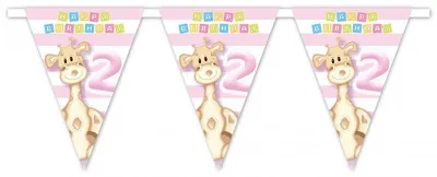 Produktbild von 2. Geburtstag Giraffe Mädchen Wimpelkette