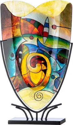Produktbild von Casablanca by Gilde  Glasart ovale Dekovase Verona, handbemalt H. 58 cm,44658