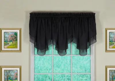 Voile Ascot Gardine, Schwarz, 40" B x 25" L, 1 Stück