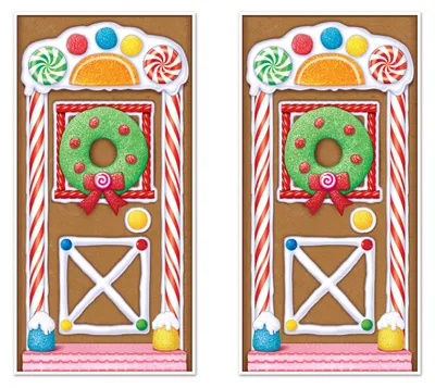 Türdekorationen Lebkuchenhaus 2 Stück 30" x 5' Mehrfarbig