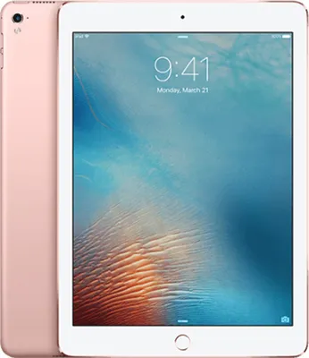 A rose gold Apple iPad Pro is shown from the front and side.