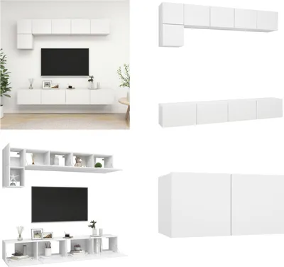 Produktbild von vidaXL 5 tlg. TV Schrank Set Weiß Holzwerkstoff - TV-Schrank-Set - TV-Schrank-Sets - Hängendes TV-Schrank-Set - Hängende TV-Schrank-Sets
