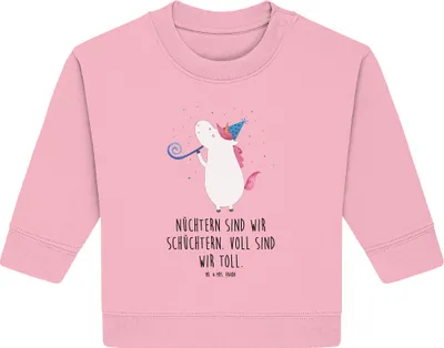 Produktbild von Mr. & Mrs. Panda Organic Baby Pullover Einhorn Party 12. - 18. Monat - Baumwolle Pink - Geschenk, Geburtstag, Club, Unicorn, Bullover, Einhörner, Alkohol