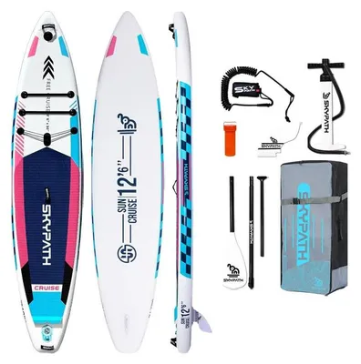 Produktbild von Aufblasbares SUP-Board - Stand Up Paddle Board - 381x81x15 cm - Breit & Stabil - Für Cruising/Surfen/Yoga - Zubehör inklusive - Tragkraft 200 kg - Weiß