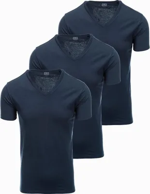 Productafbeelding van Drie heren T-shirts met een ombre-effect, gemaakt van katoen, met een V-hals, in verschillende kleuren, maat S