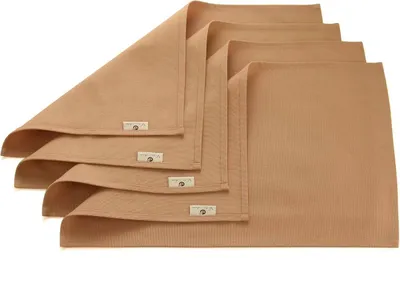 Produktbild von Vivi Idee 4er Tischsets Platzset 100% Baumwolle Platzdeckchen Stoff abwaschbar Handgenäht 52x33cm (Hellbraun)
