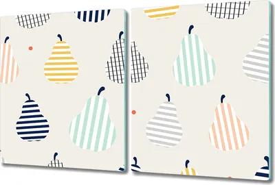 Produktbild von Herd-Abdeckplatte Glas Schneidebrett Ceranfeld-Abdeckung - 2x 40x52 cm - Gestreifte Birnen
