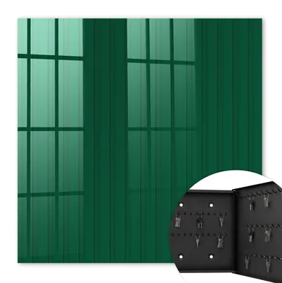 Produktbild von Metall Schlüsselkasten 30 x 30 cm - schwarzer Schlüsselschrank zur Wandmontage - wandhängende Schlüsselbox mit Tür - rechts öffnend - Schlüsselaufbewahrung für Flur - Büro - Arbeitszimmer - Werkstatt - Garage - Grüne Streifen