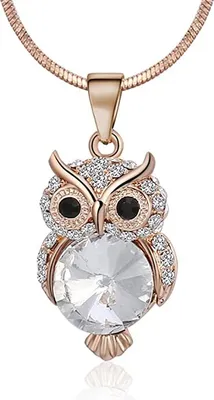 Produktbild von Lange Halskette für Frauen, Eule Anhänger Halskette für Mädchen Rose Gold und Silber Halskette mit CZ Crystal Choker Halskette