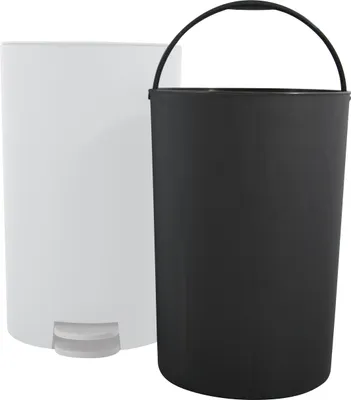 Image de MSV petite poubelle à pédale pour salle de bain/toilettes - blanche - 3 L - 15 x 27 cm
