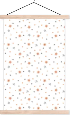 Produktbild von MuchoWow® Textilposter Blumen - Pastell - Collage 60x90 cm mit holzfarbenen Rahmen - Textil