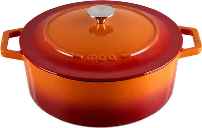 Produktbild von MOA Gusseisen Bräter - 5,7L Schmortopf - Für Alle Wärmequellen inkl. Induktion - Mit Deckel - Ø 26cm - Antihaftbeschichtung - Orange