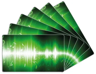 Produktbild von Wallario Frühstücksbrettchen 6er Set aus Glas, je 14 x 23 cm, mit rutschfesten Füßen, Motiv Grüne Noten der Musik