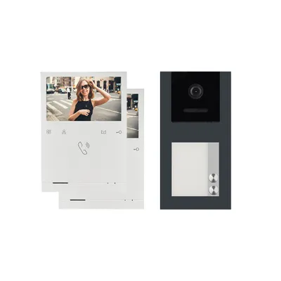 Produktbild von BALTER EVO QUICK Aufputz Video Türsprechanlage Anthrazit Set für 2-Familienhaus 2x 4,3" Monitor