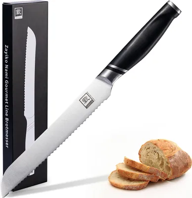 Produktbild von Zayiko Brotmesser 20,50 cm Klinge I Scharfes Küchenmesser und Profi Kochmesser aus deutschem Stahl mit ABS Griff und Geschenkbox Serie Zayiko NAMI