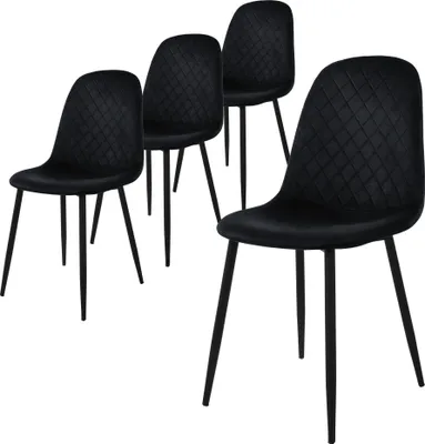 Obrázok produktu pre ML-Design súprava 4 jedálenských stoličiek s operadlom, čierna, zo zamatu