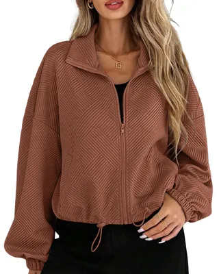 Imagen del producto de Omgoods - Chaqueta deportiva con cremallera para mujer, manga larga, estilo casual y cómoda