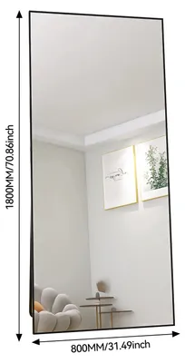 Immagine prodotto di Specchio a figura intera - Specchio da terra/specchio da parete - Rettangolare - Alta definizione - 180 x 80 cm - Nero - Stile marocchino moderno