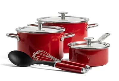 Immagine prodotto di Set di pentole KitchenAid Steel Core Enamel Keizer rosso 8 pezzi