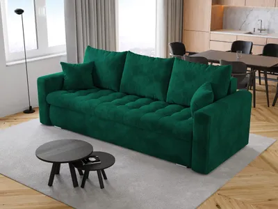 Produktbild von BroMARKT Sofa mit Schlaffunktion LUIS 200x140 cm Couch mit Bettkasten Dunkelgrün