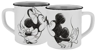 Produktbild von Tasse Mickey Maus 400ml silbergrau Emaille-Optik Disney Retro Minnie