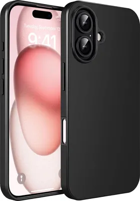 A black silicone phone case is shown on a smartphone.