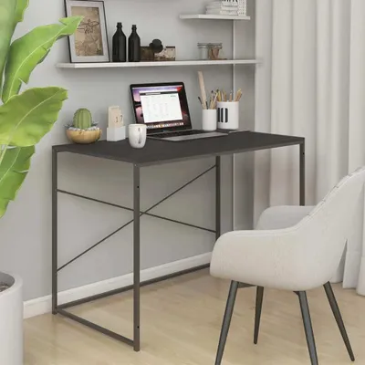 Image de The Living Store Table d'ordinateur noir 110x60x70 cm bois composite