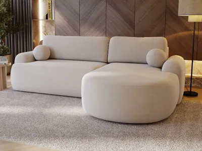 Produktbild von GrainGold Ecksofa L-Form Aurio Rechts - Ecksofa mit Schlaffunktion, Bettkasten - Moderne Ecksofa, Wohnzimmer Sofa - Eckcouch Beige (Lambi 01)