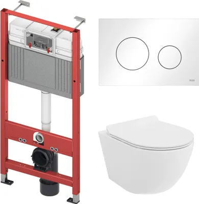 Produktbild von WC SET: Vorwandelement TECEbase + Toilette Rolo Weiß + Schallschutzmatte + Betätigungsplatte in Weiß