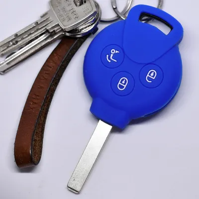 Produktbild von Auto Schlüssel Silikon Schutz Hülle Blau kompatibel mit Smart 451 Fortwo Cabrio Coupe 3 Tasten Funk Fernbedienung