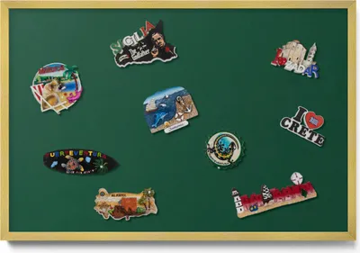 Produktbild von Magnettafel 60x40 cm – Goldener Rahmen – Farbe Dunkelgrün – Magnetboard, Magnettafel, Magnetpinnwand, Wohnzimmer & Kinderzimmer