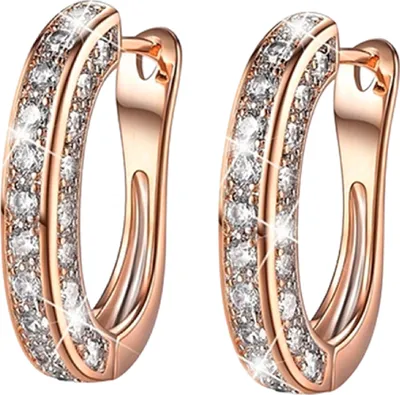 Produktbild von 1 Paar Ohrringe mit Charme, attraktive Ringform, zierliche Huggie-Ohrringe für Damen-Roségold