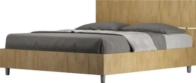 Produktbild von ITYHOME - Bett ohne Lattenrost 160x200 gerades Kopfteil Eiche Natur Demas