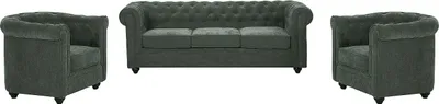 Produktbild von Sofa 3-Sitzer & 2 Sessel - Stoff - Grün - CHESTERFIELD