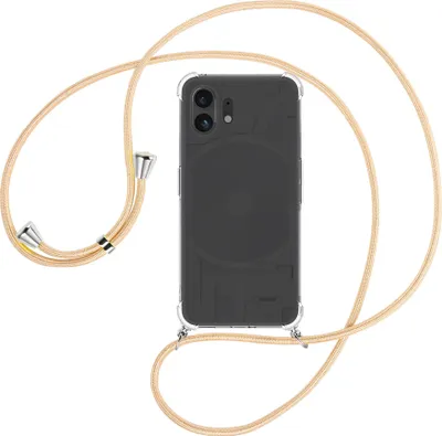 Produktbild von Handykette Backcover-Schutzhülle mit Band (Metall silberfarben) für Nothing Phone (2) (A065, 6.7'') - Goldkordel