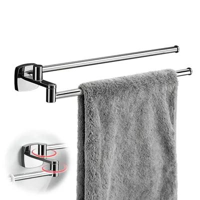 Produktbild von Handtuchhalter, Drehbar Handtuchhalter 2 Armig Edelstahl Verchromter Badetuchhalter, 35cm Wandmontage Handtuchstange für Bad,Küche und Garderobe
