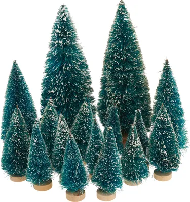 Produktbild von VBS Miniatur Tannenbaum, 16er-Set, beschneit