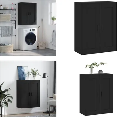Produktbild von vidaXL Wandschrank Schwarz 69,5x34x90 cm Holzwerkstoff - Wandschrank - Wandschränke - Schrank - Lagerschrank