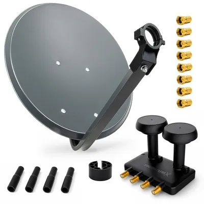 Produktbild von PremiumX SAT Anlage 80cm Antenne Quad Monoblock LNB 8xF-Stecker