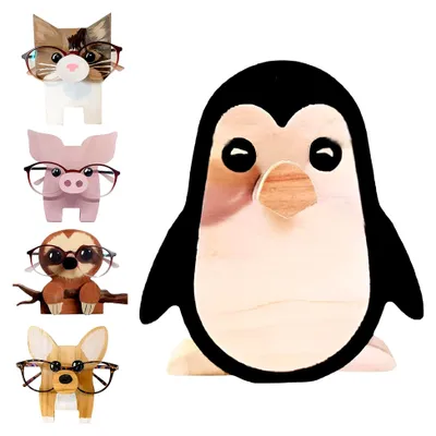 Produktbild von Brillenhalter aus Holz in Pinguin-Form, Tier-Brillenhalter für Geschenke, Heimbüro, Schreibtischdekoration