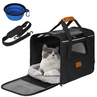 Transportbox für Hunde & Katzen, faltbar, 45x33x35 cm, schwarz