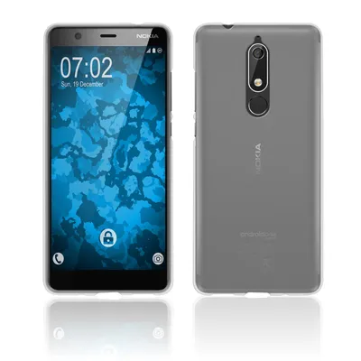 Produktbild von PhoneNatic Case kompatibel mit  Nokia 5.1 - transparent-weiß Silikon Hülle matt Cover