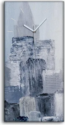 Produktbild von Küche Wohnzimmer Wand Leinwand Uhr 30x60 Malerei Abstrakte Stadt Gebäude Kunst - weiße Hände