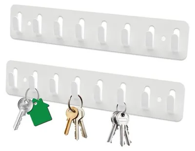 Schlüsselbrett 2er-Set mit je 8 Haken, Wandmontage, schwarz, Metall, 30 cm