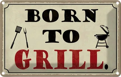 Produktbild von vianmo Blechschild 20x30 cm born to Grill Grillen Essen Trinken