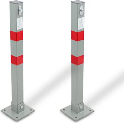 Produktbild von Bituxx 2x Parkpfosten Parkplatzpfosten Absperrpfosten Parkplatzsperre Poller 65cm Klappbar (2 Pfosten) MS-17721